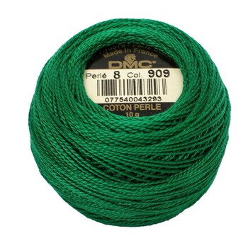 DMC Pearl Cotton Ball 0909 Very Dark Emerald Green - Size 8