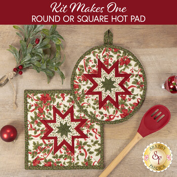  Folded Star Hot Pad Kit - Candlelight Christmas - Round OR Square - Cream