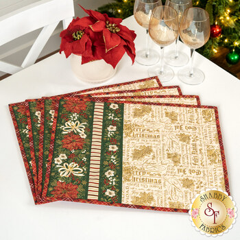  Poinsettias at Christmas Placemats Kit - Makes 4