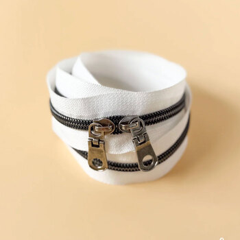 Sewing Illustrations Zipper 30" Double Slide - White Gunmetal