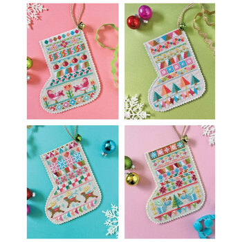 Mini Stockings Cross Stitch Ornament Pattern - 4 Stockings