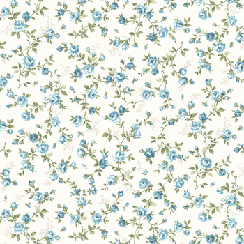 Lina Basic 4514-629 Roses Cream With Blue by Stof Fabrics