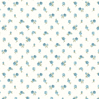 Lina Basic 4514-635 Roses Cream With Blue by Stof Fabrics