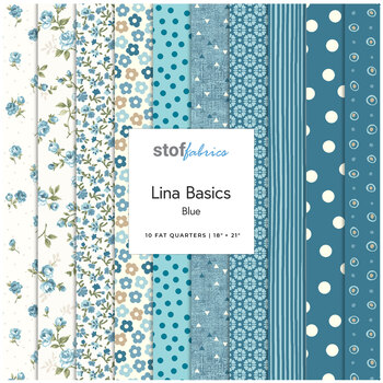 Lina Basic  Fat Quarter Blue Bundle by Stof Fabrics