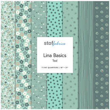 Lina Basic  Fat Quarter Teal Bundle by Stof Fabrics