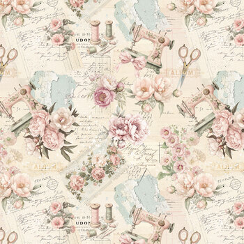 Buttons and Keepsakes 5356-22 Pink by Frank Garcia for Blank Quilting