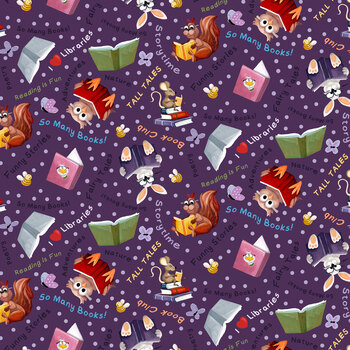 Book Buddies SB20462-690 Words Aubergine by Clothworks