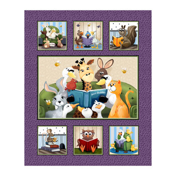 Book Buddies SB20459-690 Aubergine Quilt Panel by Clothworks