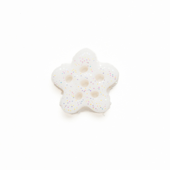 Button - White Glitter Snowflake, Medium