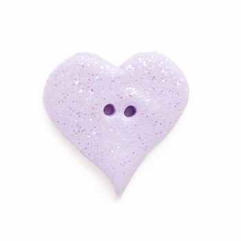 Button - Lavender Glitter Heart, Large