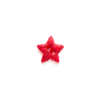 Button - Red Glitter Star, Small