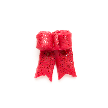 Button - Red Glitter Gift Bow