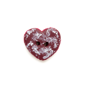 Button - Bordeaux Speckled Heart, Dark Red, Medium
