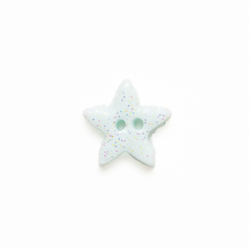 Button - Pale Blue Glitter Star, Small/Medium