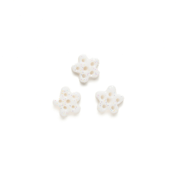 Button - White Glitter Snowflake, Small - Set of 3