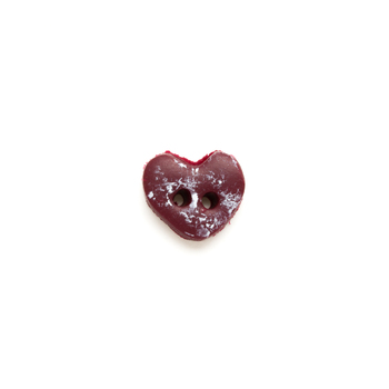 Button - Bordeaux Speckled Heart, Small