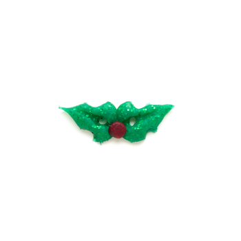 Button - Glitter Holly, Extra Small