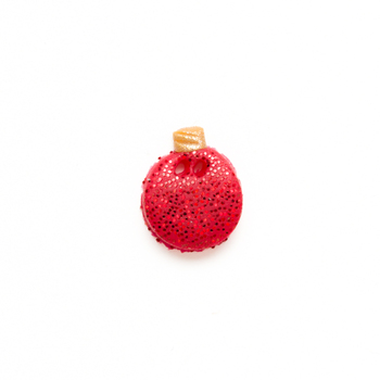 Button - Red Glitter Ornament with Gold Top