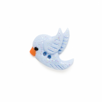 Button - Left-Facing Glitter Bird Periwinkle, Small