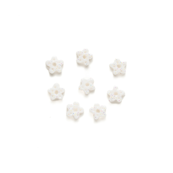 Button - White Glitter Snowflake, Extra Small - Set of 8