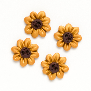 Button - Gold 8-Petal Flowerhead - Set of 4
