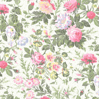Garden Club MAS11470-W Gorgeous Blooms White by Maywood Studio