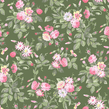 Garden Club MAS11471-G Pretty Bouquets Green by Maywood Studio