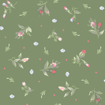 Garden Club MAS11474-G Flower Buds Green by Maywood Studio