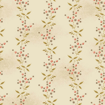 Eleni A-10735-L Snowberry Vine Vanilla by Laundry Basket Quilts for Andover Fabrics