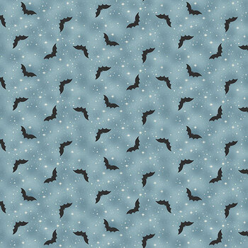 Hello Halloween MU-298-B Bats Blue by Makower UK for Andover Fabrics
