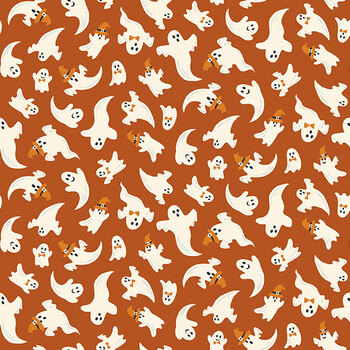 Hello Halloween MU-297-O Haunted Orange by Makower UK for Andover Fabrics