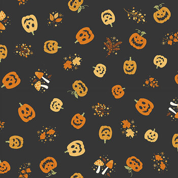 Hello Halloween MU-296-S Pumpkins Gray by Makower UK for Andover Fabrics