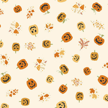 Hello Halloween MU-296-Q Pumpkins Cream by Makower UK for Andover Fabrics