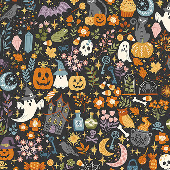 Hello Halloween MU-295-S Spellbound Gray by Makower UK for Andover Fabrics