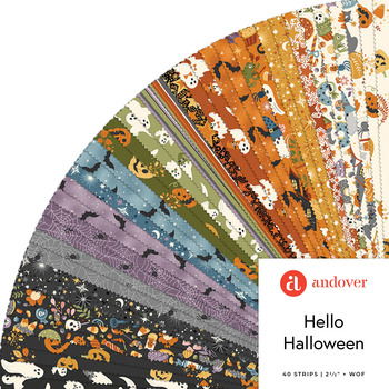 Hello Halloween  2.5" Strips Makower UK for Andover Fabrics