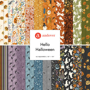 Hello Halloween  10" Squares Makower UK for Andover Fabrics