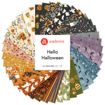 Hello Halloween  5" Squares Makower UK for Andover Fabrics