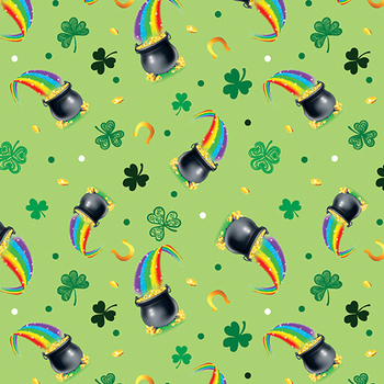 Little Bit of Luck 15249-44 Pot O'Gold Green by Kanvas Studio for Benartex