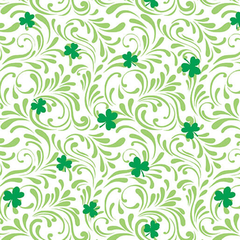 Little Bit of Luck 15251-09 Shamrock Scrolls White by Kanvas Studio for Benartex