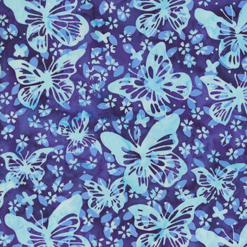 Pixie Patch 112622445 Butterflies Purple Blurple by Jerry Khiev for Island Batik