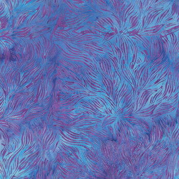 Pixie Patch 112626829 Swirling Leaves Multi Blue Turquoise Purple by Jerry Khiev for Island Batik