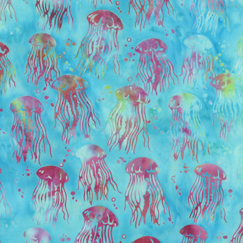 Serene Sea 112636920 Jellyfish Teal Pool by Jerry Khiev for Island Batik