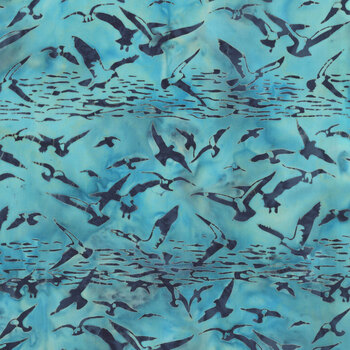 Serene Sea 112638535 Seagulls Blue Sapphire by Jerry Khiev for Island Batik