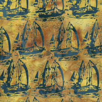 Coastal Current 112635063 Sailboat Brown Limestone by Jerry Khiev for Island Batik