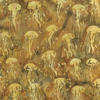 Coastal Current 112636059 Jellyfish Brown Tumbleweed by Jerry Khiev for Island Batik
