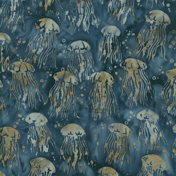 Coastal Current 112636575 Jellyfish Blue Marine by Jerry Khiev for Island Batik