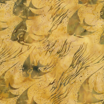 Coastal Current 112639056 Fish Brown Tan by Jerry Khiev for Island Batik