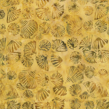 Coastal Current 112642262 Shells Gold Straw by Jerry Khiev for Island Batik