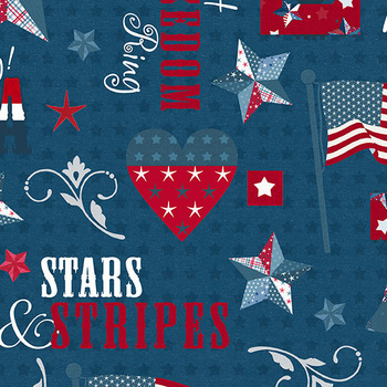 Freedom and Glory 30117-434 Large All Over Navy by Beth Grove for Wilmington Prints