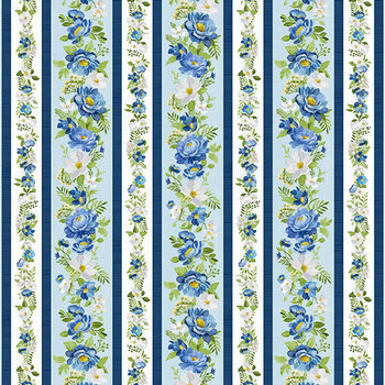 Blossom Blues 46102-417 Repeating Stripe Multi by Silvi Vassileva for Wilmington Prints